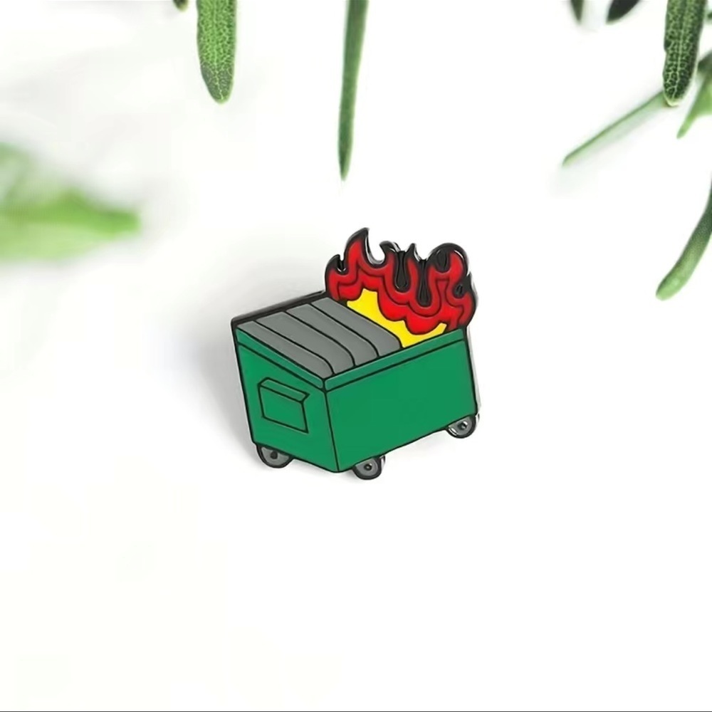 Dumpster Fire Pin Brooch NEW funny for vest jacket flair